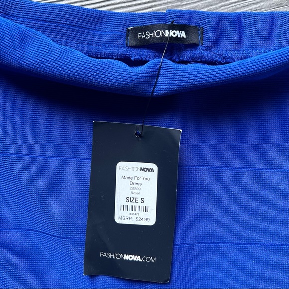 Fashion nova nwt womens royal blue off shoulder dress size small - Picture 4 of 4